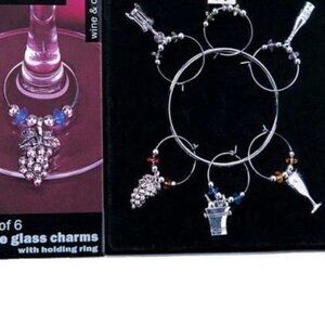 NEW Metalla Set of 6 Wine Glass Charms New in Box